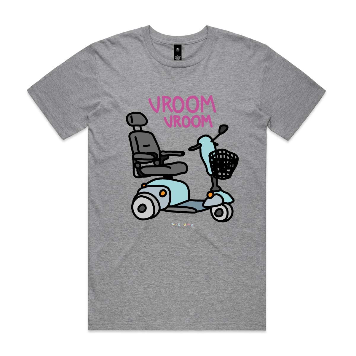 "Vroom" grey T-shirt front print